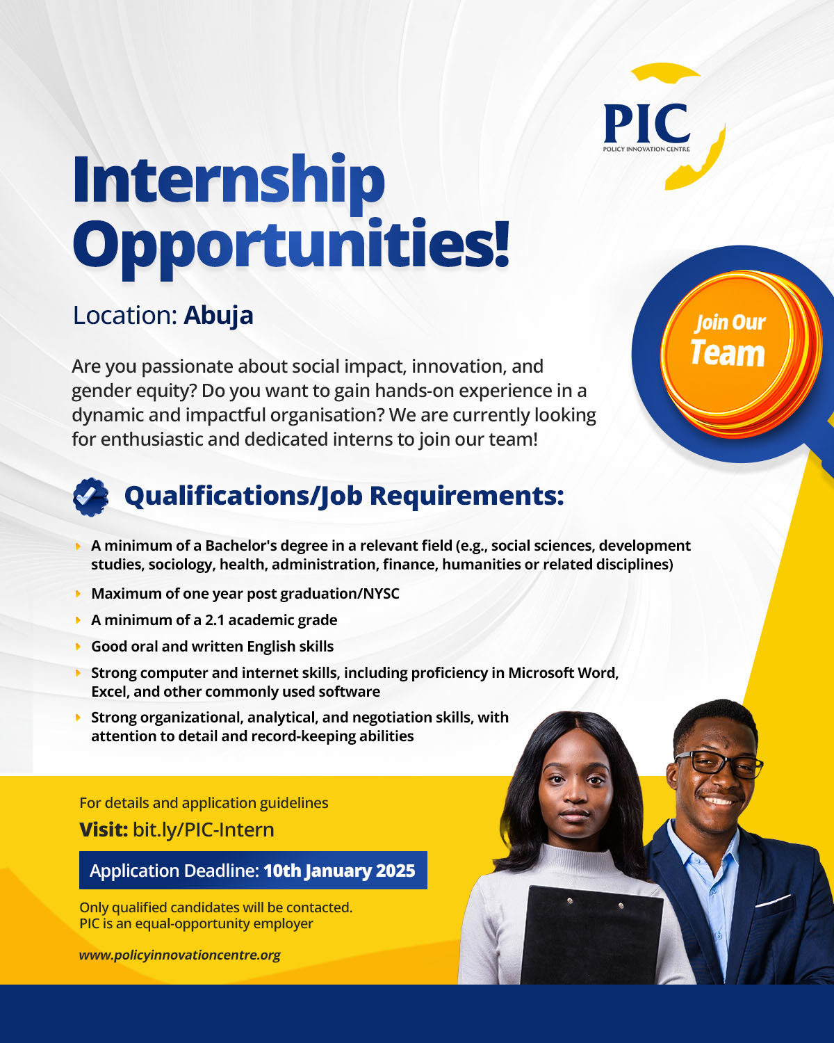 Internship  at Policy Innovation Centre (PIC)